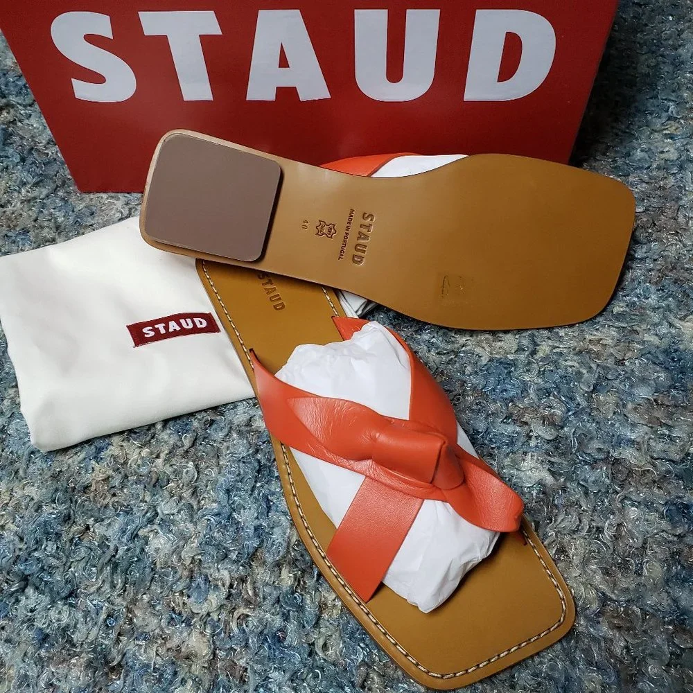 NIB STAUD Lei Leather Flip Flop Sandals Hawaiian Red - Picture 2 of 6